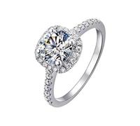 1 Carat Simulated Square Inlaid Ring, Adjustable Open Band Micro Pave Ring, Copper Classic Solitaire Finger Ring, Dainty Stackable Ring Jewelry for Women, Multipurpose Daily Wear Ornament