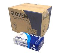 1 Case (1,000 Gloves) Gloveman Blue Vinyl Powder Free Gloves - Sizes Extra Small to Extra Large (Medium)