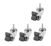 1" Castor Wheels Set of 4 - Silent Mini Caster Wheels with Brakes, No Floor Marks, Perfect for Carts and Furniture - M8x20mm Type 2 for Smooth Mobility