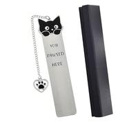 1 Cat Bookmark and 1 Packaging Box, Stainless Steel Bookmark, Creative Engraving Bookmark, Cute Bookmark, Reading Accessories