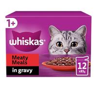 1+ Cat Pouches Meaty Meals in Gravy 4 x 12 x 85g Packs - Wet Food for Cats, Whiskas Gravy and Cat Meat Pouches in Gravy