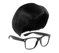1 Center Parted Wig And 1 Black Frame Glasses, Vintage Wigs, Men'S Wigs, Cosplay Accessories