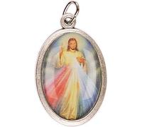 1" CHAPLET of the DIVINE MERCY Silver Coloured Metal Medal Charm Pendant - Enamelled Icon