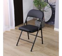 (1) Charles Jacobs Folding Chair Cushioned PU Office Reception Padded Black Frame