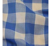 1" Checked Squares Polycotton Gingham Fabric Check Material Soft Dress Crafts Uniforms Table Cloth Bunting | 44" - 112 cm Wide (Sky Blue, Per Metre)