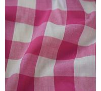 1" Checked Squares Polycotton Gingham Fabric Check Material Soft Dress Crafts Uniforms Table Cloth Bunting | 44" - 112 cm Wide (Cerise Pink, Per Metre)