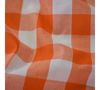 1" Checked Squares Polycotton Gingham Fabric Check Material Soft Dress Crafts Uniforms Table Cloth Bunting | 44" - 112 cm Wide (Orange, Per Metre)