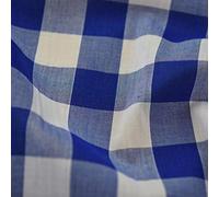 1" Checked Squares Polycotton Gingham Fabric Check Material Soft Dress Crafts Uniforms Table Cloth Bunting | 44" - 112 cm Wide (Royal Blue, Per Metre)