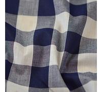 1" Checked Squares Polycotton Gingham Fabric Check Material Soft Dress Crafts Uniforms Table Cloth Bunting | 44" - 112 cm Wide (Navy Blue, Per Half Metre)