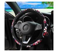 1 Cherry Blossom Spider Web Red And White Flower Automotive Supplies Steering Wheel Cover Without Inner Ring Fits 14.5-15 Inches Steering Wheel Cover(Sakura)