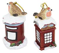 1 Christmas tree decoration - robin on a post box/telephone box