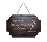 1 Chronicles 16:11 Look to The Lord And His Strength; Seek His Face Always Hanging Printed Wood Signs Rustic Wooden Wall Art Signs Quotes Plaque Craft Poster Office New Home Décor 6x10in