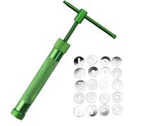 1 Clay Extruder with 20 Different Tips, Stainless Steel Extruder, Clay Cutting Machine, Clay Tools, Soft Candy, Cake Decoration Tool Set (Green)