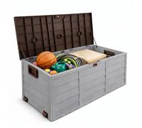 1 Click Buy Outdoor Waterproof Plastic Garden Storage Deck Lockable Lid Container Box Chest Shed 290 Litre (Brown)