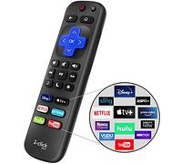 1-clicktech for Roku TV Remote 2-in-1 for TCL Hisense ONN Sanyo Sharp Hitachi Element Insignia Westinghouse LG JVC Magnavox Roku TV, and Roku Box w/ 12 Opt. Channels [NOT for Stick]