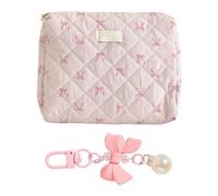 1 Clutch Bag and 1 Bow Pendant, Large-Capacity Storage Bag, Portable Toiletry Bag, Cute Cosmetic Bag, Travel Supplies