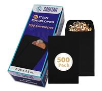 #1 Coin Envelopes Black Durable Kraft 2.25"x3.5", 500 Pcs Small Key Envelope with Gummed Flap, Seed Envelopes for Storing Seeds, Tip Envelope for Cash