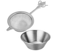 1 Colander and 1 Stainless Steel Small Bowl, Tea Filter, Creative Tea Set, Tea Making Accessories, Kitchen Tools