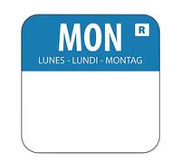 "1" Colour Coded Blue Monday Food Safety Day Labels Food Rotation System Catering Hygiene Home Kitchen Restaurant Storage Monday - Blue. 1000 labels per roll"