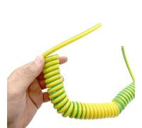 1 Core Spring Spiral Power Cord, Extendable Cable, 1 Meter, 18AWG-9AWG, Yellow Green, Tension Wire, 1pcs(11AWG)
