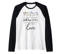1 Corinthians 13:13 Bible Verse Christian Faith Hope Love Raglan Baseball Tee