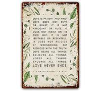 1 Corinthians 13 4-8 Metal Tin Sign Esv Bible Verse Wall Art, Love is Patient Wall Art, Scripture Posters for Bathroom Wall Artwork for Teen Bedroom Picture Decor 12x16 Inch
