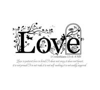 1 Corinthians 13 Verses 4-8 Niv Christian Bible Verses Religion Family Love Quotes Vinyl Wall Stickers 30x50.3cm Do not Damage The Wall Surface Black