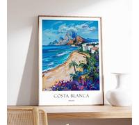 1 Costa Blanca Poster Spain Poster Beach Poster Mediterranean Poster Coastal Decor European Pos A4 Poster on Canvas - Wall Art Home Decor Movie Poster Canvas Film Cinema Retro Vintage Cult Classic No