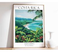 1 Costa Rica Poster Costa Rica Travel Print North America Travel Art Tropical Decor Floral Art A3 Poster on Canvas - Wall Art Home Decor Movie Poster Canvas Film Cinema Retro Vintage Cult Classic Nos