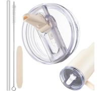 (1, Cream) 40oz Leak Proof Lid for Stanley Cup Tumbler, Detachable Flip Straw Lid