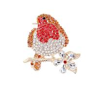 1 Crystal Bluebird Brooch, Pin Badge, Ladies Brooch and Pin, Robin Clothing Accessory, Given as a Valentine's Day, Mother's Day, Or Christmas Gift for Women (Orange-Red).