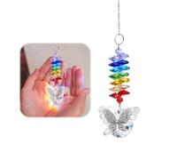 1 Crystal Sun Catcher, Handmade Butterfly Shaped Garden Suncatcher with Rainbow Prisms, 30cm Premium Quality Crystal & Chakra Stones for Home, Office, Car, Wedding Decor
