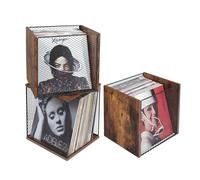 1 Cube Record Holder Vinyl Record Storage Furniture,DIY Stackable 40-55 Records Visualize Record Holder Album Storage Box Cube Wooden Organizer Crate Records Cabinet Record Vinyl Storage