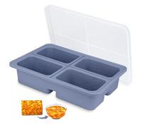 1 Cup Soup Container, Extra Large Silicone Food Storage Trays for Freezing, Soup Freezer Containers with Lid And 4 Compartments, BPA Free Microwavable Ice Cube Moulds for Prep Meal, Sauce, Ice Cream