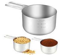 1 Cup Stainless Steel Measuring Cup 240ml / 8oz, Long Handle Embossed Markings Food Scoop, Dishwasher Safe Precise Kitchen Gadget for Baking, Cooking, Rice, Liquid, Espresso & Cocktail Measuring
