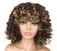 1. Curly Wigs For Women Breathable Synthetic Hairpiece African Head Covering Daily & Cosplay Styling Short Curly Synthetic Wigs With Bangs