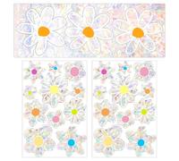 1 Daisy Window Sticker, 1 Set of Floral Window Sticker, Colorful Laser, Static Protective Sticker to Prevent Birds from Colliding, and Glass Self-Adhesive Decoration.