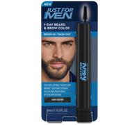 1-Day Beard and Brow Colour Brush, For Instant 1-Step Grey Coverage, Brush-In, Wash-Out, For A Thicker Well-Defined Look, Dark Brown