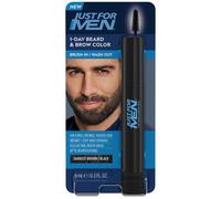 1-Day Beard and Brow Colour Brush, For Instant 1-Step Grey Coverage, Brush-In, Wash-Out, For A Thicker Well-Defined Look, Darkest Brown/Black
