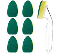 1 Dish Wands and 6 Refill Replacement Heads Heavy Duty Dish Wand Sponge for Kitchen Sink Cleaning Brush