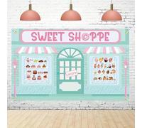 1 donut kitchen, cartoon colored dessert candy, ice cream cake background banner, birthday shower party decoration 240X180cm