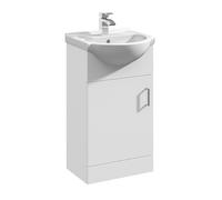 Balterley 1 Door Bathroom Vanity Basin Unit with Round Basin Gloss White 450mm Balterley White