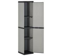 1 Door Plastic Garden Storage Cabinet, Outdoor Garden Tool Cupboard w/ 3 Shelves