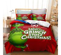 (1, Double (200X200CM/3PCS)) The Grinch Bedding Single Double King Duvet Cover