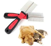 1 Double Sided DOG GROOMING COMB -Fur Grooming Rake, Dog Dematting Tool, Pet Hair Deshedding Tool (DOUBLE DOG Comb)