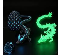 1 Dragon Eggs with 2 Dragon Inside, 3D Printed Dragon, Creative Desk Decor for Home and Office, Fantasy Collectible with Night Glow Feature, Set Includes Two 22 Cm Glowing Dragons and One 8 Cm Egg