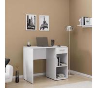 1 Drawer 2 Shelf Home Office Study Desk Matt White FWStyle White One Size