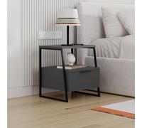 1 Drawer Bedside Chest Table Anthracite Grey Open Shelf FWStyle Grey One Size