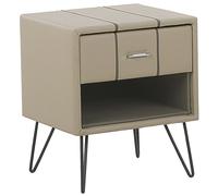 1 Drawer Bedside Table BETIN Faux Leather Beige