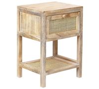 Beliani 1 Drawer Bedside Table Esto Paulownia Wood Light Brown